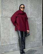 Oversized Blouse- Burgundy - Image 3