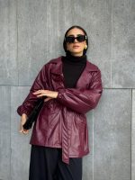 Armor puff sleeves leather Jacket