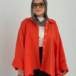 Orange linen short shirt