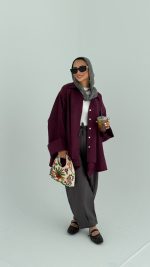 Maroon linen short Shirt - Image 3
