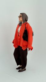 Orange linen short shirt - Image 4