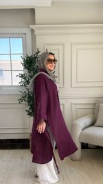 Maroon linen oversized Shirt - Image 2